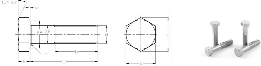 DIN 960 Hexagon head bolts - Buy DIN960 bolt, Hexagon head bolts, fine ...