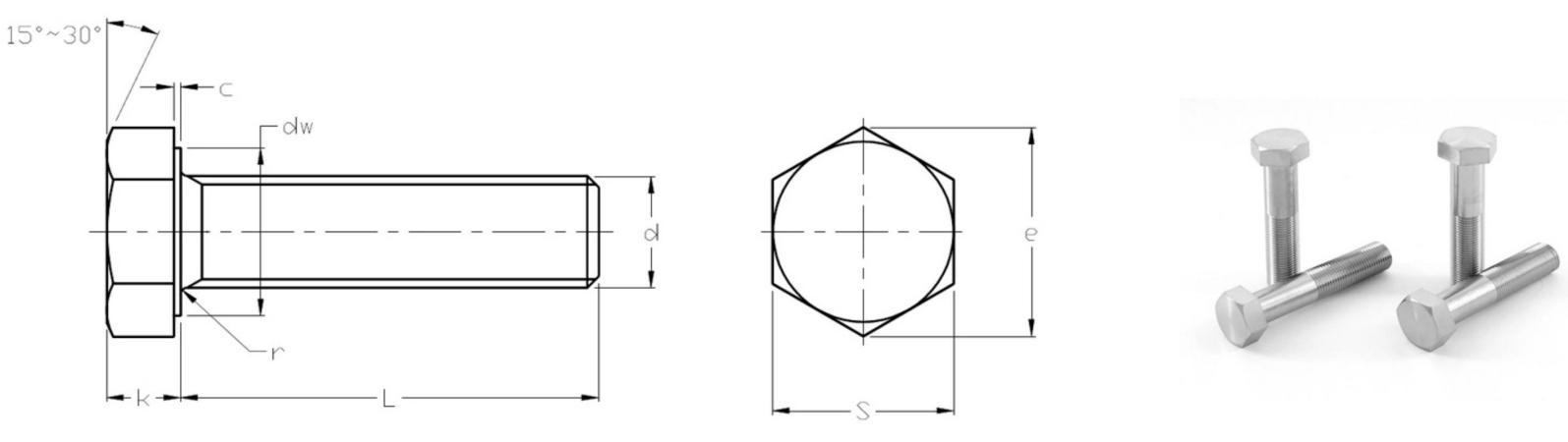ISO8676 Titanium Hexagon Bolts-Fine Pitch Full Thread - Buy titanium ...